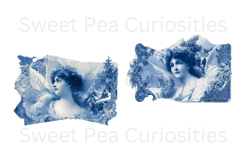 Vintage, Blue Toile,Victorian, Scraps,Ephemera, PNG, Clipart Product Image 3
