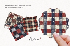 Seamless Cottagecore Patriotic Plaid Wood Digital Paper Product Image 3