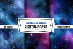 Watercolor galaxy digital paper Product Image 1