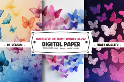 Butterfly pattern fantasy glow digital paper Product Image 1