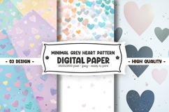 Minimal grey heart pattern digital paper Product Image 1