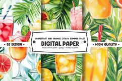 Grapefruit and orange citrus summer fruit digital paper Product Image 1
