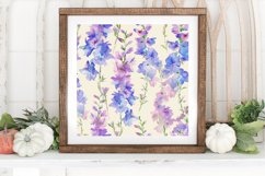 Watercolor Larkspur Flower Digital Paper Backgrounds Product Image 3