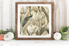 Ornamental Cream Tulip Digital Paper Backgrounds Product Image 3