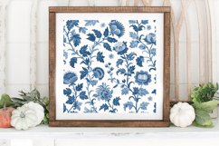 French Cottage core Blue Floral Digital Paper Backgrounds Product Image 3