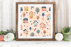 Cottage core Garden Houses Paper Pattern Digital Backgrounds Product Image 3