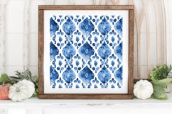 Watercolor Sashiko Bohemian Blue Digital Paper Backgrounds Product Image 3