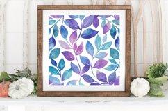 Watercolor leaf &amp; flowers Digital Paper Backgrounds Product Image 3