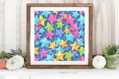 3D Sweet Multicolor Stars Digital Paper Backgrounds Product Image 3