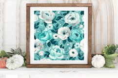 Turquoise Teal Pastel Flowers Digital Paper Backgrounds Product Image 3