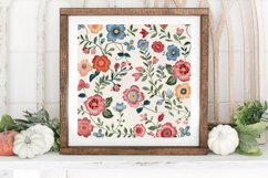 Cottage core Floral Embroidery Digital Paper Backgrounds Product Image 3