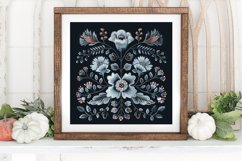 Dusty Blue Floral Embroidery Digital Paper Backgrounds Product Image 3