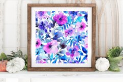 Watercolor Magenta Blue Floral Digital Paper Backgrounds Product Image 3
