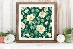 Ivory Floral on Emerald Digital Paper Backgrounds Product Image 3