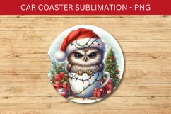 rounded car coaster - owl in the mug Product Image 1