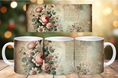Valentine Mug Wrap Sublimation - vintage flowers Product Image 1
