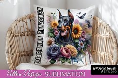 Dog Pillow Cover - Dog Mom Floral Pillow Sublimation Product Image 1