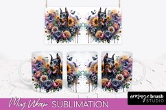 Doberman Pinscher Mug Wrap Dog Sublimation Floral PNG Product Image 1