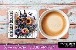 Dog Square Coaster - Dog Mom Floral Coaster Sublimation Product Image 1