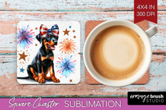 Doberman Pinscher Dog Square Coaster Patriotic Dog Coaster Product Image 1