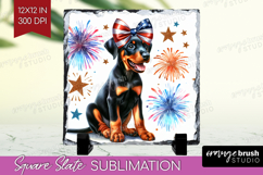 Doberman Pinscher Dog Slate PNG Patriotic Dog Square Slate Product Image 1