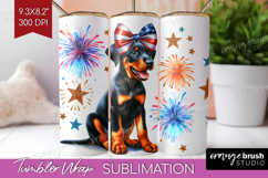Doberman Pinscher Dog Tumbler Wrap Patriotic Dog Tumbler PNG Product Image 1