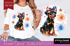 Doberman Pinscher Dog Round Tshirt Background Patriotic Dog Product Image 1