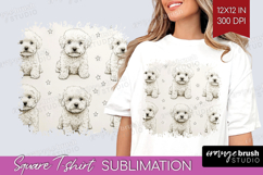 Cute Dogs Square Tshirt Background - Puppy PNG Sublimation Product Image 1