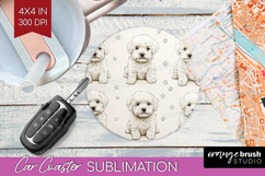 Cute Dogs Car Coaster - Puppy Coaster PNG Sublimation Product Image 1