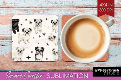 Cute Dogs Square Coaster - Puppy Coaster PNG Sublimation Product Image 1