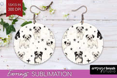 Cute Dogs Round Earrings - Puppy PNG Sublimation Product Image 1