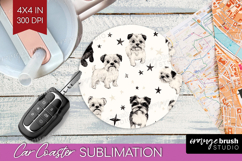 Cute Dogs Car Coaster - Puppy Coaster PNG Sublimation Product Image 1