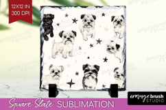 Cute Dogs Slate PNG - Puppy Square Slate Sublimation Product Image 1