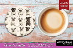Cute Dogs Round Coaster - Puppy Coaster PNG Sublimation Product Image 1