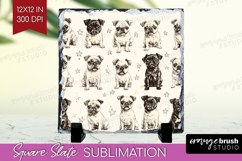Cute Dogs Slate PNG - Puppy Square Slate Sublimation Product Image 1