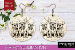 Cute Dogs Round Earrings - Puppy PNG Sublimation Product Image 1