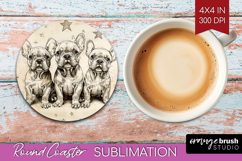 Cute Dogs Round Coaster - Puppy Coaster PNG Sublimation Product Image 1