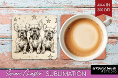 Cute Dogs Square Coaster - Puppy Coaster PNG Sublimation Product Image 1