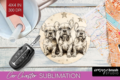 Cute Dogs Car Coaster - Puppy Coaster PNG Sublimation Product Image 1