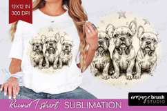 Cute Dogs Round Tshirt Background - Puppy PNG Sublimation Product Image 1