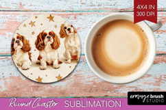 Cute Dogs Round Coaster - Puppy Coaster PNG Sublimation Product Image 1