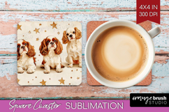 Cute Dogs Square Coaster - Puppy Coaster PNG Sublimation Product Image 1