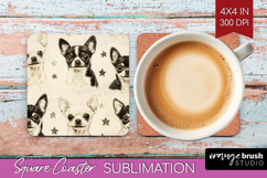 Cute Dogs Square Coaster - Puppy Coaster PNG Sublimation Product Image 1