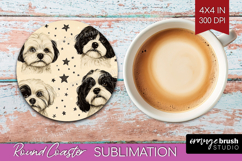 Cute Dogs Round Coaster - Puppy Coaster PNG Sublimation Product Image 1