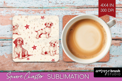 Cute Dogs Square Coaster - Puppy Coaster PNG Sublimation Product Image 1