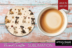 Cute Dogs Round Coaster - Puppy Coaster PNG Sublimation Product Image 1