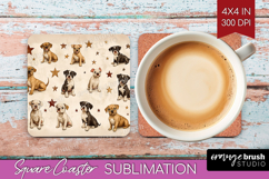 Cute Dogs Square Coaster - Puppy Coaster PNG Sublimation Product Image 1