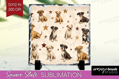 Cute Dogs Slate PNG - Puppy Square Slate Sublimation Product Image 1