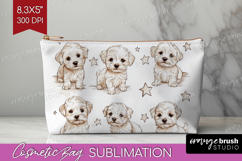 Cute Dogs Cosmetic Bag - Puppy Makeup Bag PNG Sublimation Product Image 1