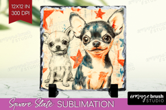 Cute Dogs Slate PNG - Puppy Square Slate Sublimation Product Image 1